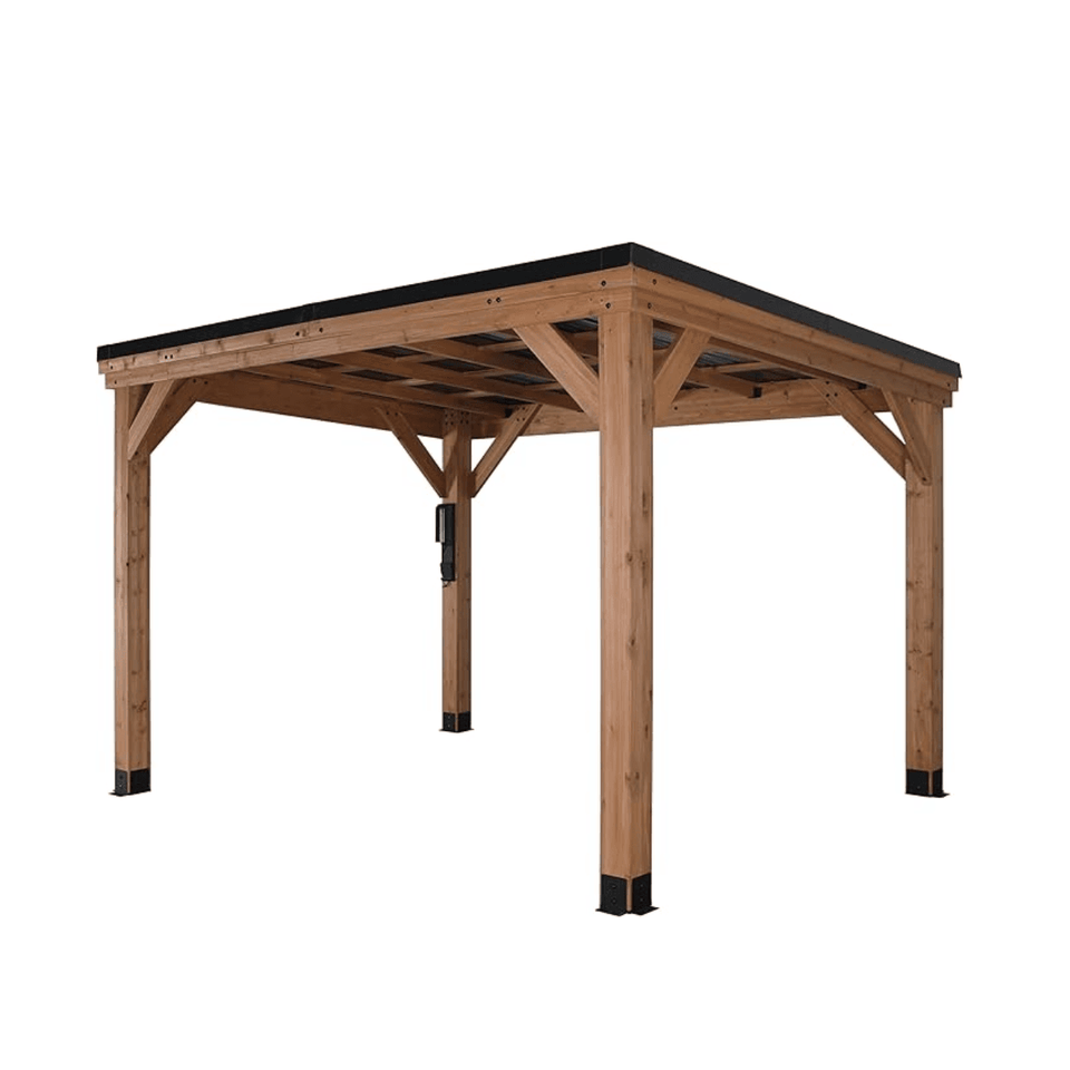 Backyard Discovery 12ft x 9.5ft Arcadia Slope Roof Cedar Gazebo with PowerPort