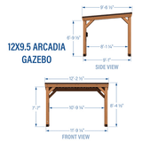 Backyard Discovery 12ft x 9.5ft Arcadia Slope Roof Cedar Gazebo with PowerPort