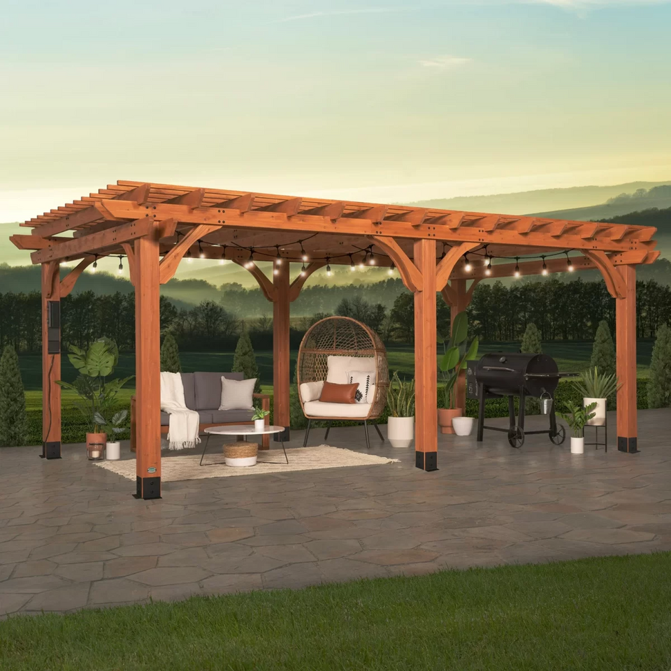 Beaumont 20×12 Cedar Wood Pergola by Backyard Discovery
