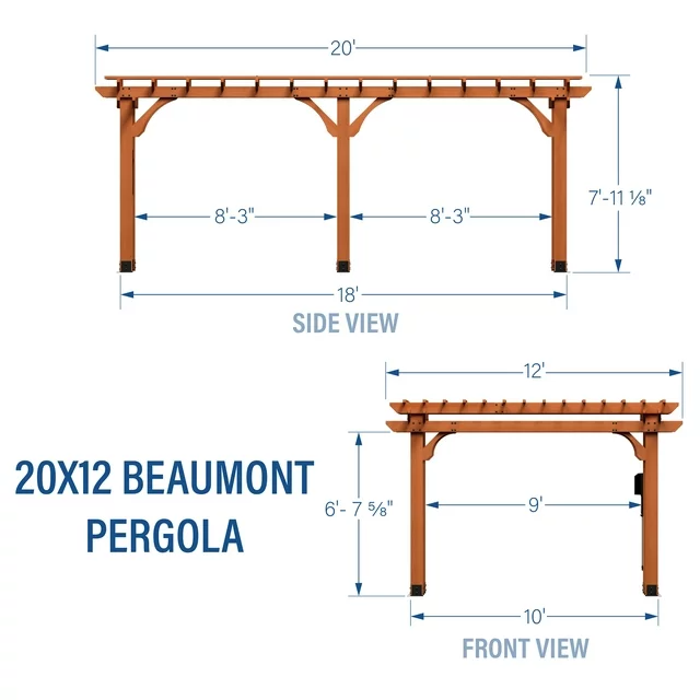Beaumont 20×12 Cedar Wood Pergola by Backyard Discovery