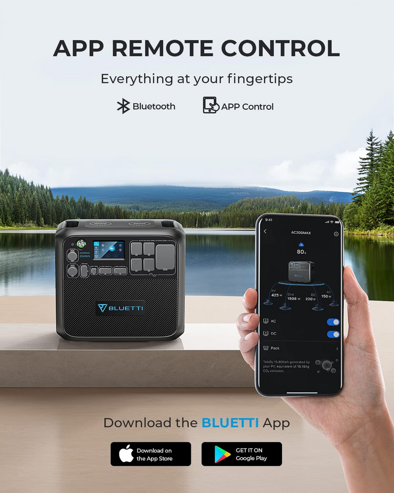 Bluetti AC200MAX 2,200W Portable Power Station with 350W Solar Panel