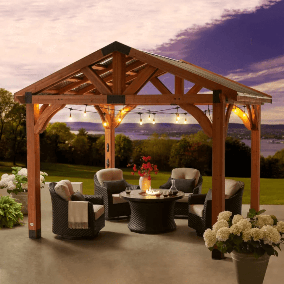 Brookdale 12×10 Cedar Wood Gazebo with PowerPort by Backyard Discovery