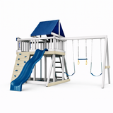 KidWise Congo Monkey Playsystem Adventurer WoodGuard Swing Set – Rock Wall, Wave Slide & Sandbox