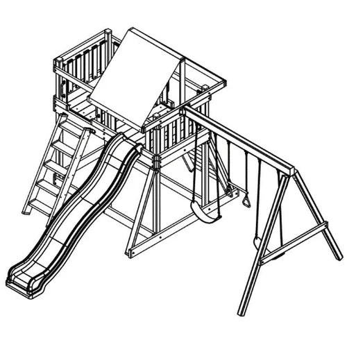 KidWise Congo Monkey Playsystem Adventurer WoodGuard Swing Set – Rock Wall, Wave Slide & Sandbox