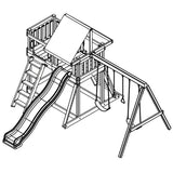 KidWise Congo Monkey Playsystem Adventurer WoodGuard Swing Set – Rock Wall, Wave Slide & Sandbox