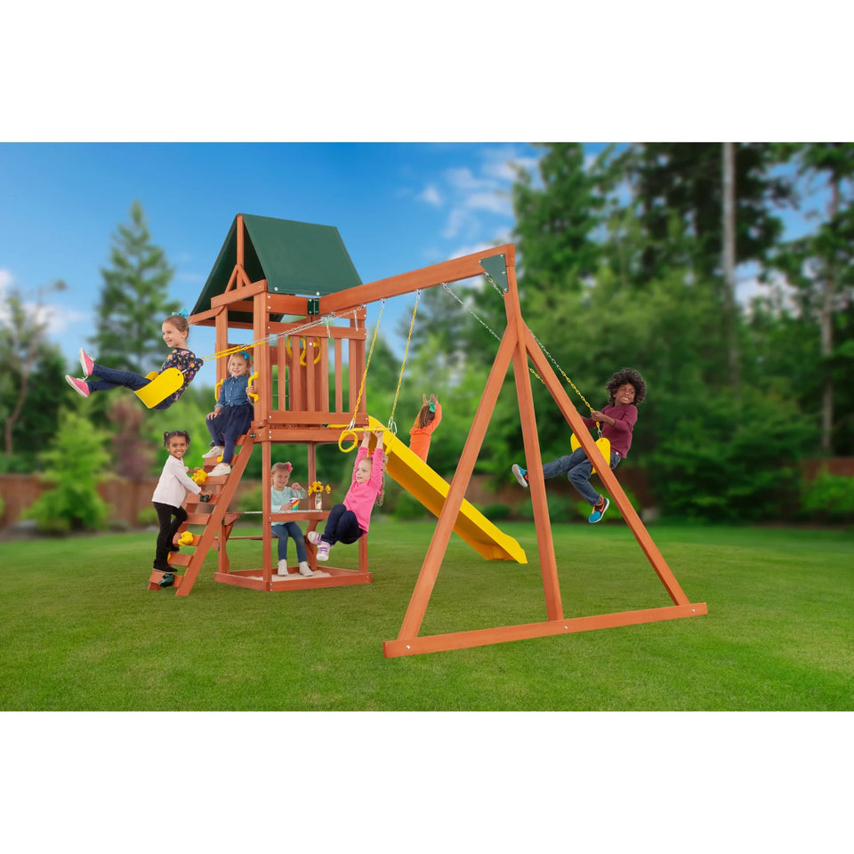 Creative Cedar Designs Cedar Cottage Wooden Swing Set