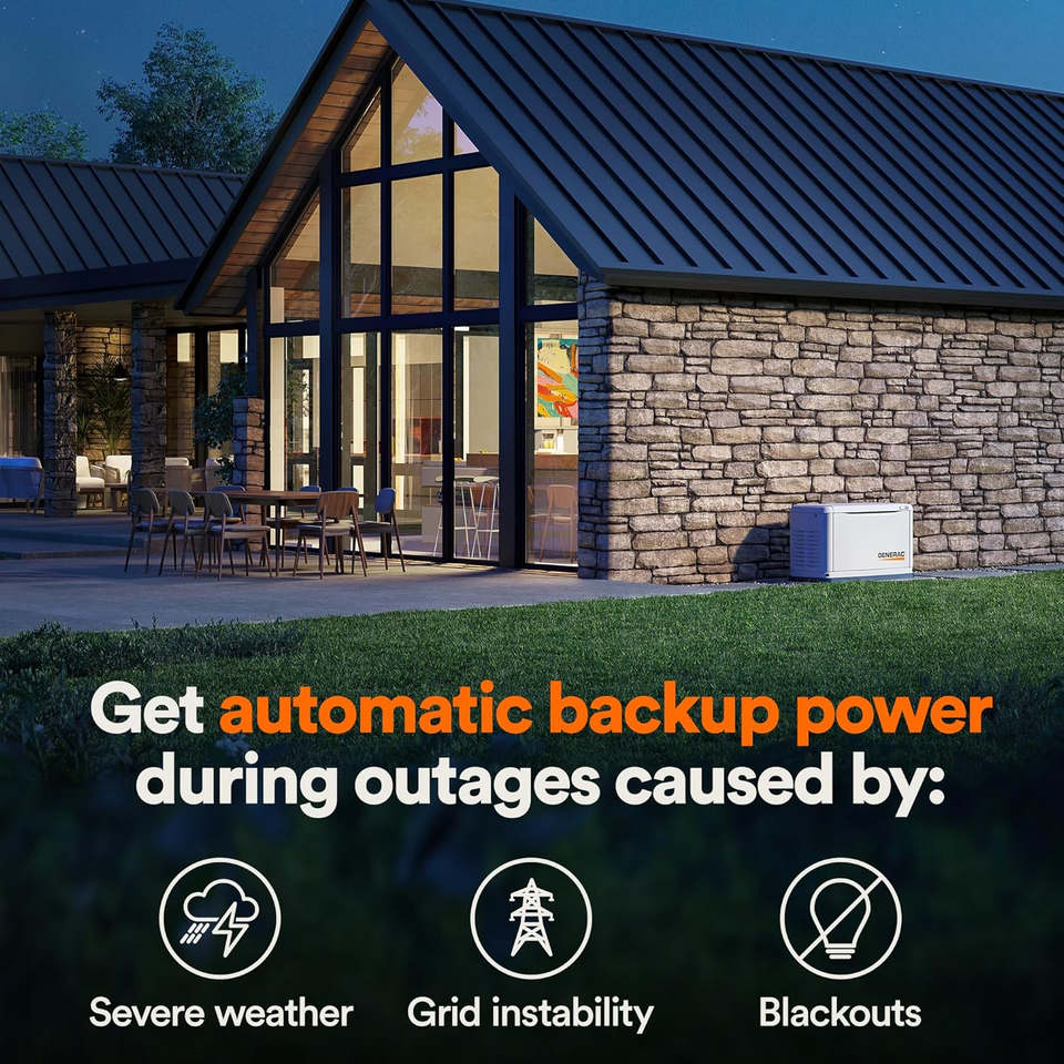 Generac Guardian 22 kW / 19.5 kW Air-Cooled Home Standby Generator with Wi-Fi & 200A Transfer Switch
