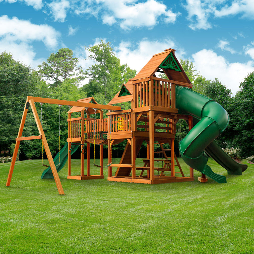Gorilla Playsets Treasure Trove II Treehouse Wooden Swing Set