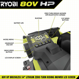RYOBI 80V HP Brushless 54 in. Battery Electric Cordless Zero Turn Mower & Mulch Kit