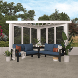 Ridgedale Steel Pergola with Built-in Conversation Seating by Backyard Discovery