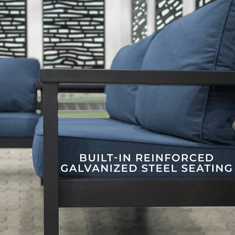 Ridgedale Steel Pergola with Built-in Conversation Seating by Backyard Discovery