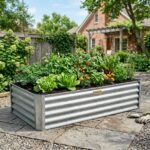 Astrynom Heavy-Duty Modular Galvanized Steel Raised Garden Bed (8x4x2 ft)